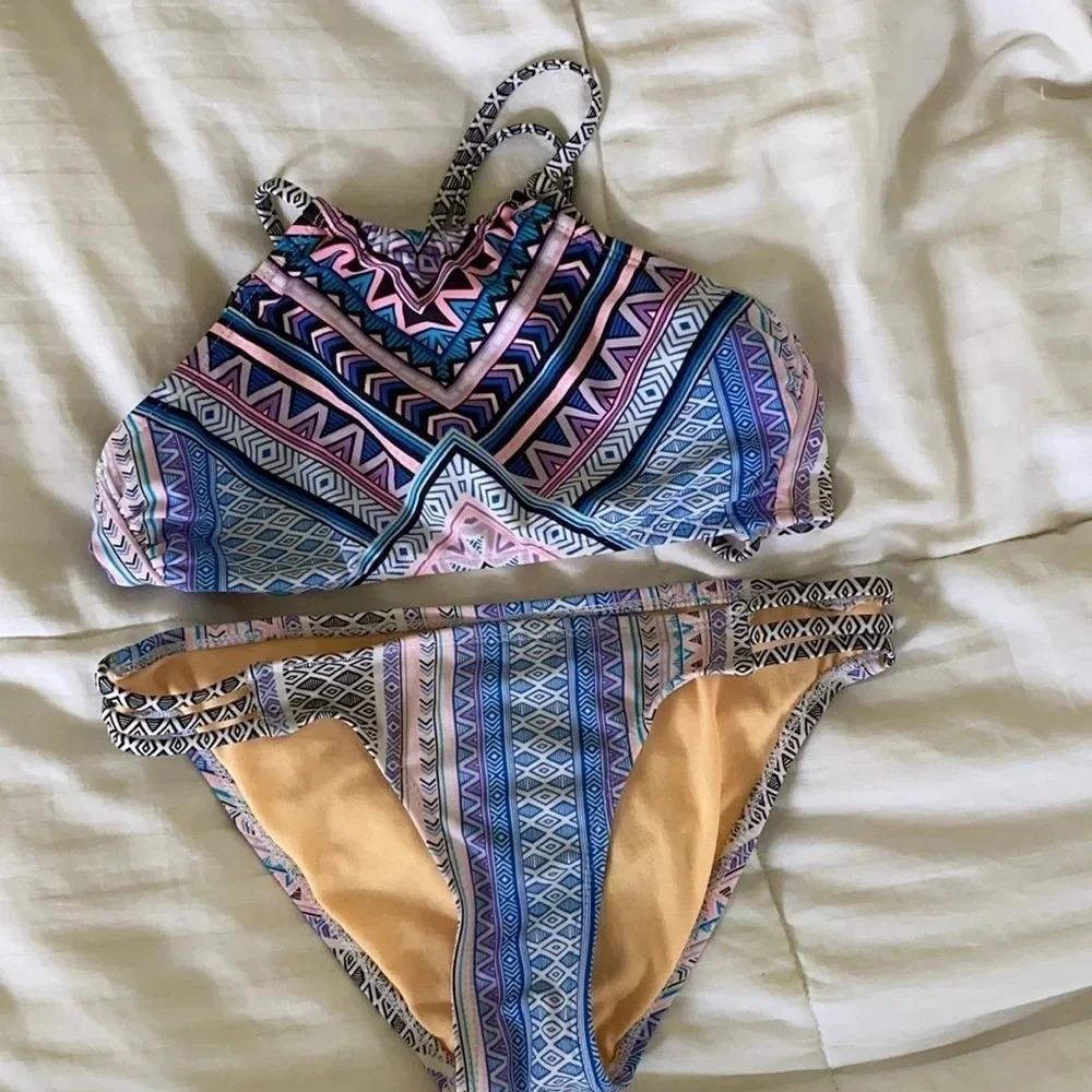 Xhilaration Blue Bikini bathing shirt size XS